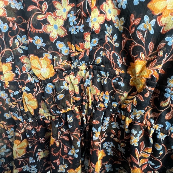 Old Navy V-Neck Smocked Floral Blouse Balloon Sleeve Babydoll Boho Peasant XL - Picture 8 of 15